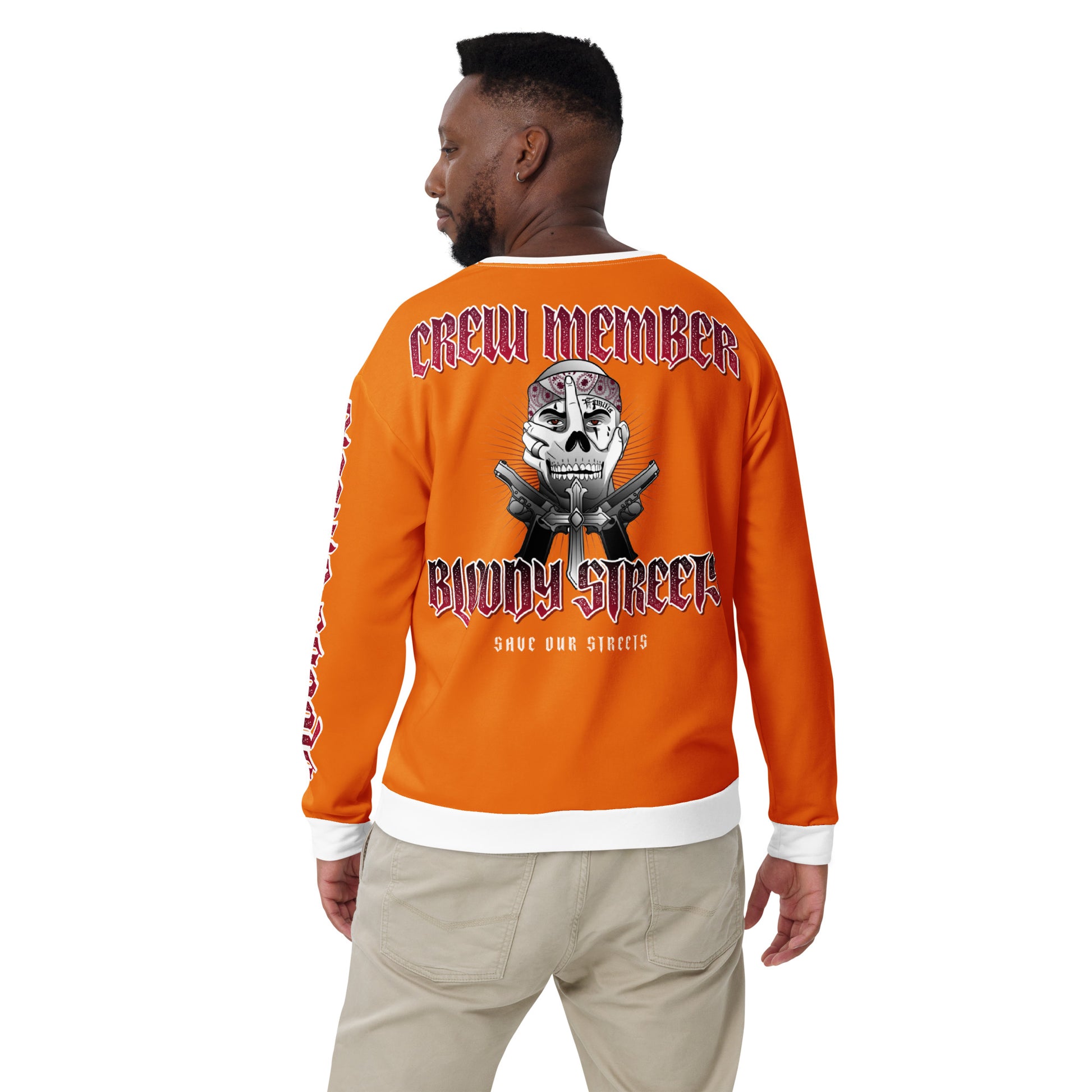 BLOODY STREETS Crew Member Streetwear Pullover Orange - BLOODY-STREETS.DE Streetwear Herren und Damen Hoodies, T-Shirts, Pullis