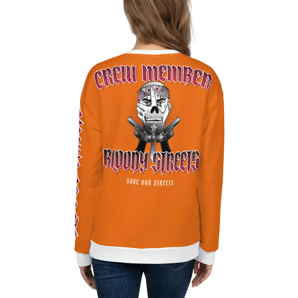 BLOODY STREETS Crew Member Streetwear Pullover Orange - BLOODY-STREETS.DE Streetwear Herren und Damen Hoodies, T-Shirts, Pullis