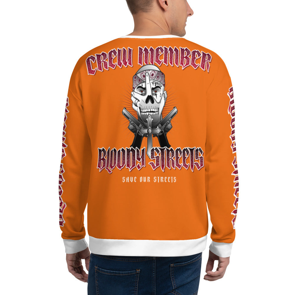 BLOODY STREETS Crew Member Streetwear Pullover Orange - BLOODY-STREETS.DE Streetwear Herren und Damen Hoodies, T-Shirts, Pullis