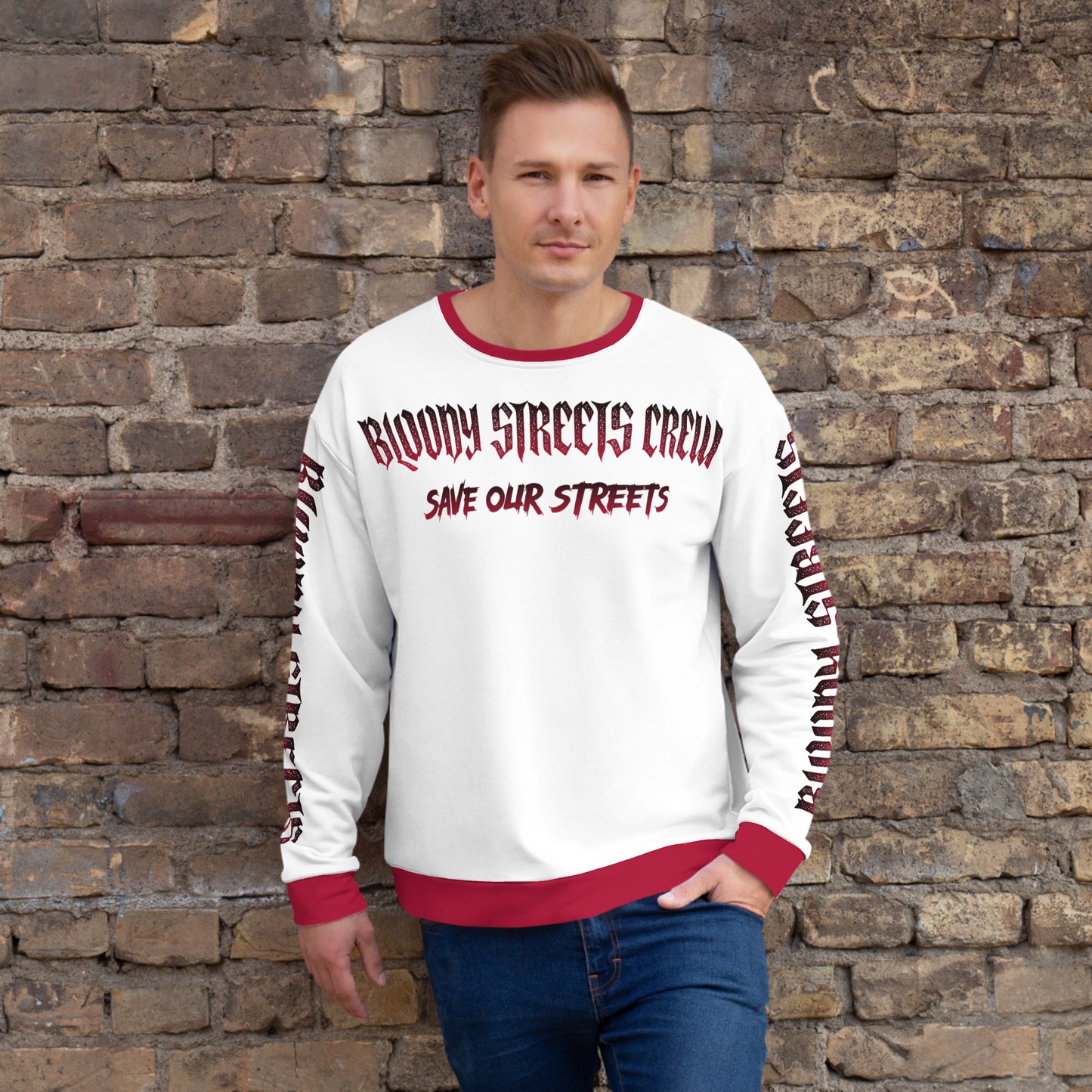 Bloody Streets Crew Member Streetwear Pullover White - BLOODY-STREETS.DE Streetwear Herren und Damen Hoodies, T-Shirts, Pullis