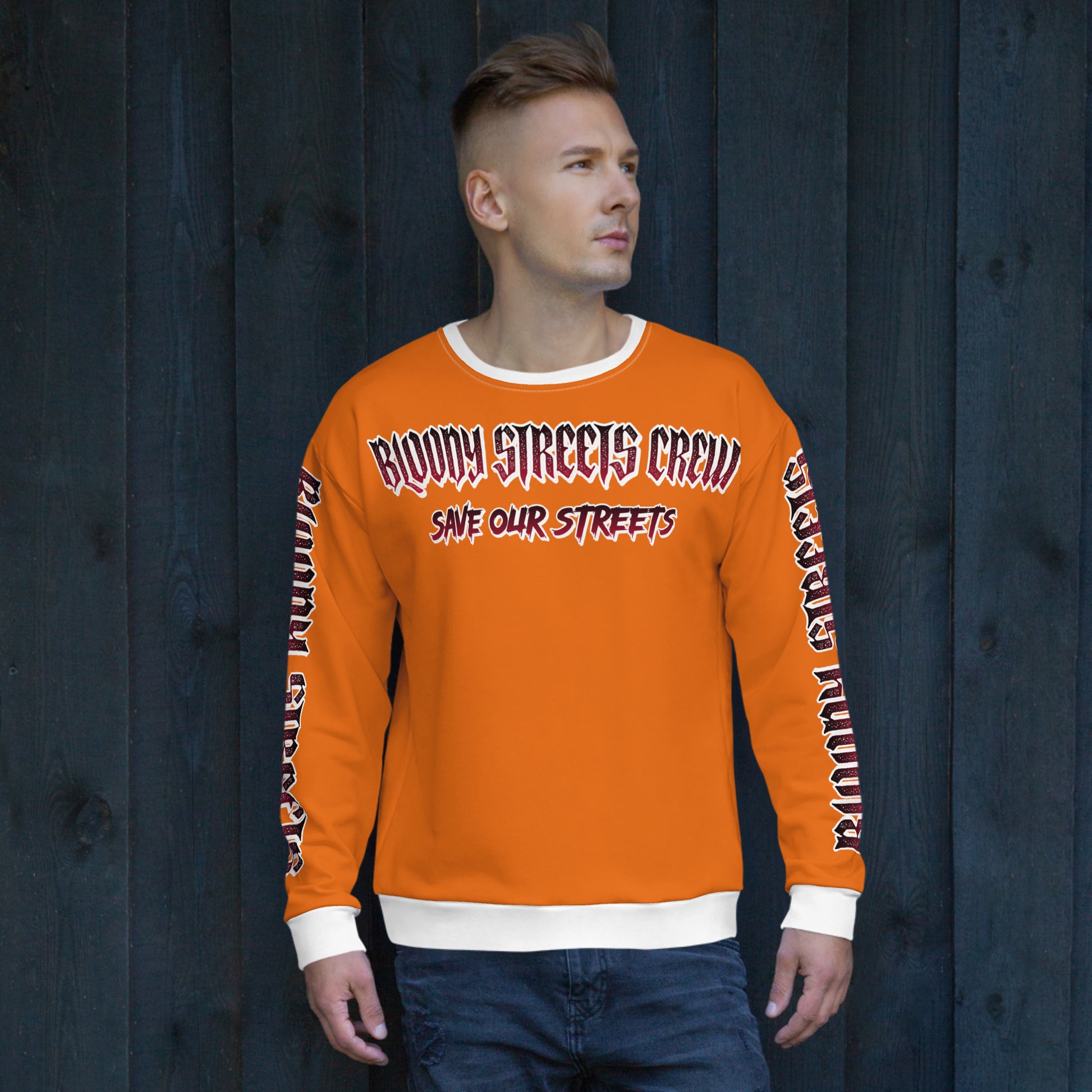 BLOODY STREETS Crew Member Streetwear Pullover Orange - BLOODY-STREETS.DE Streetwear Herren und Damen Hoodies, T-Shirts, Pullis