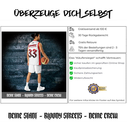 Basketball Jersey - BS OUTSIDERS - Unisex Recycled - BLOODY - STREETS.DE Streetwear Herren und Damen Hoodies, T-Shirts, Pullis