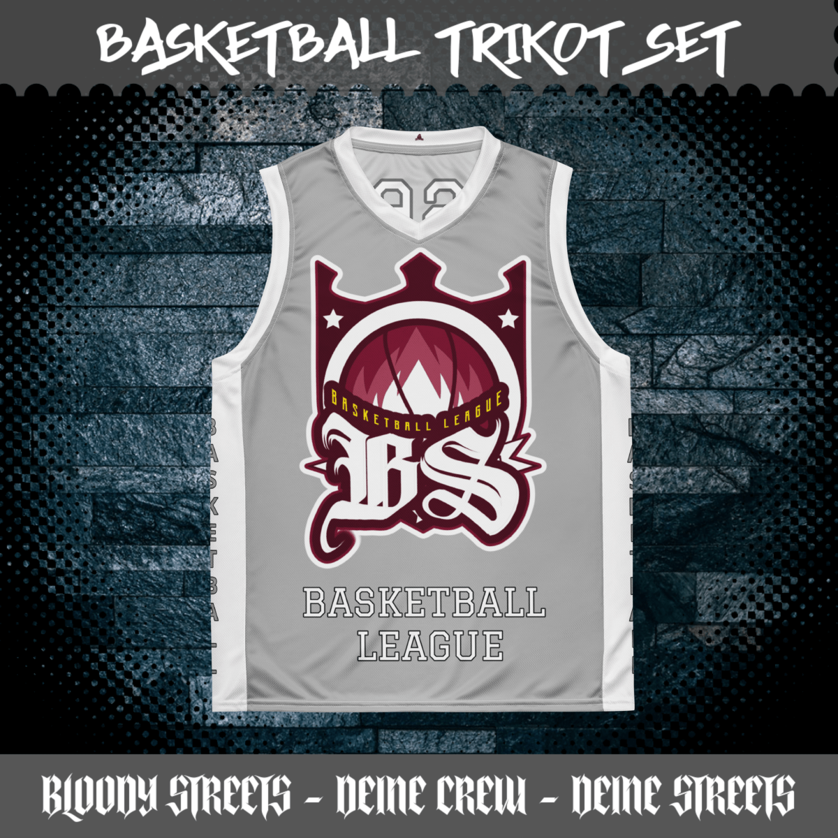Basketball Trikot Spar - Set Gray - BLOODY - STREETS.DE Streetwear Herren und Damen Hoodies, T-Shirts, Pullis