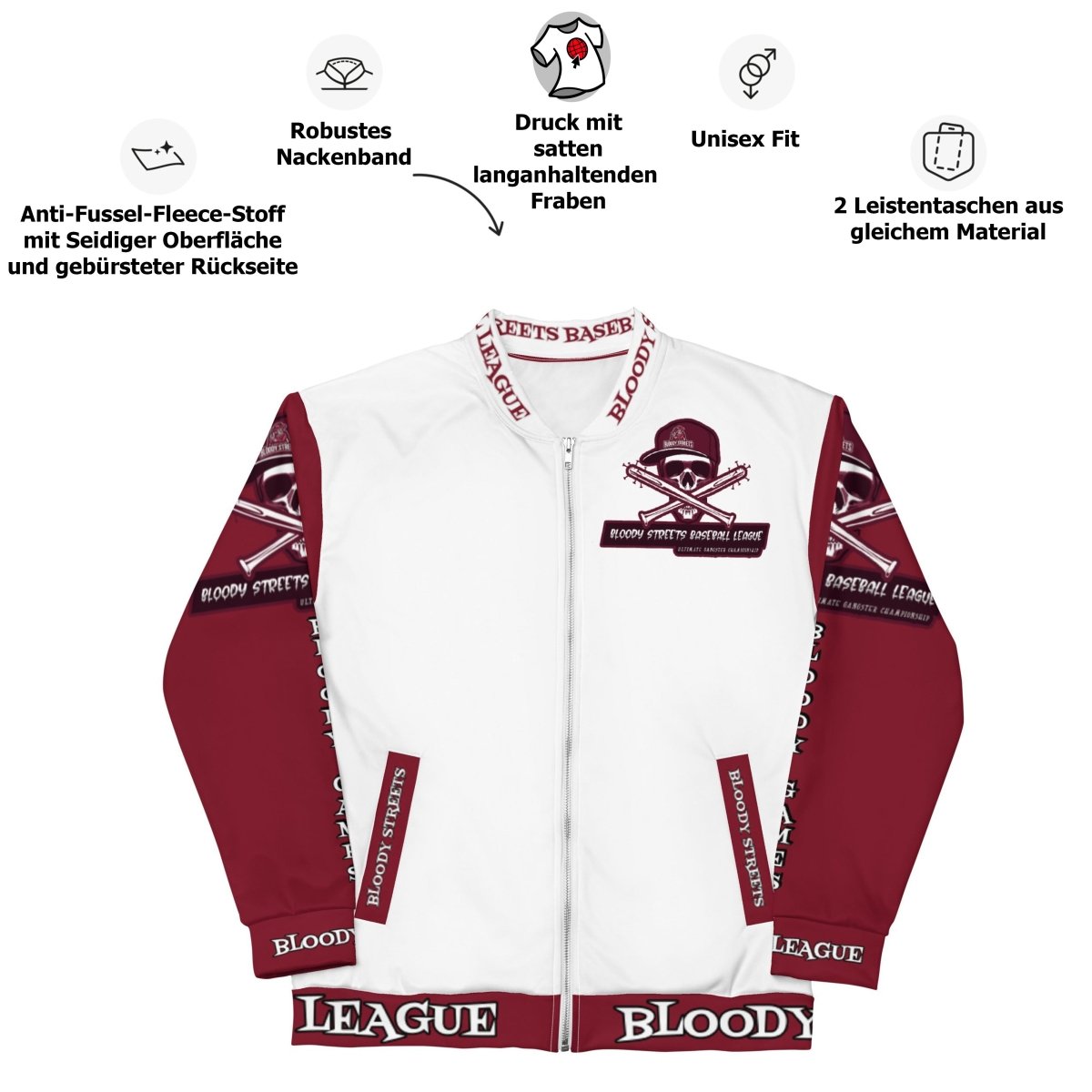 Bloody Streets Baseball League Jacke - BLOODY - STREETS.DE Streetwear Herren und Damen Hoodies, T-Shirts, Pullis