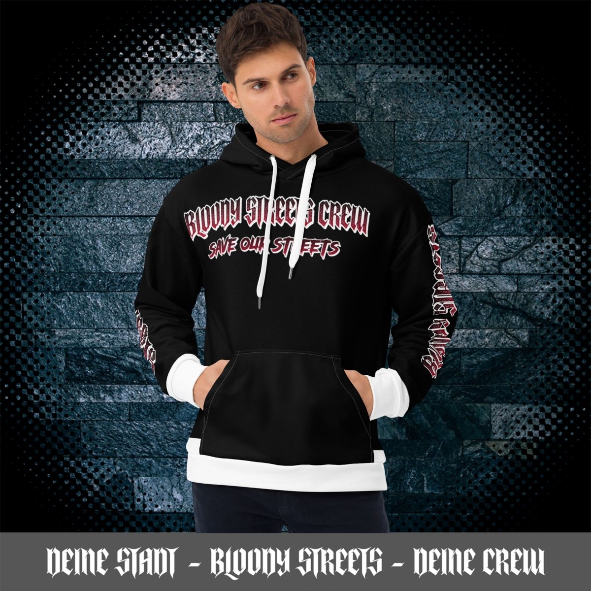 BLOODY STREETS Crew Member Streetwear Hoodie Black - BLOODY - STREETS.DE Streetwear Herren und Damen Hoodies, T-Shirts, Pullis