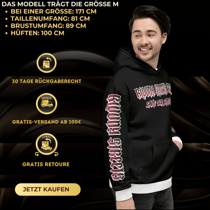 BLOODY STREETS Crew Member Streetwear Hoodie Black - BLOODY - STREETS.DE Streetwear Herren und Damen Hoodies, T-Shirts, Pullis