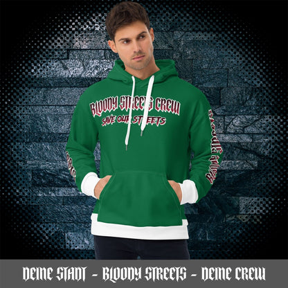 BLOODY STREETS Crew Member Streetwear Hoodie Green - BLOODY - STREETS.DE Streetwear Herren und Damen Hoodies, T-Shirts, Pullis