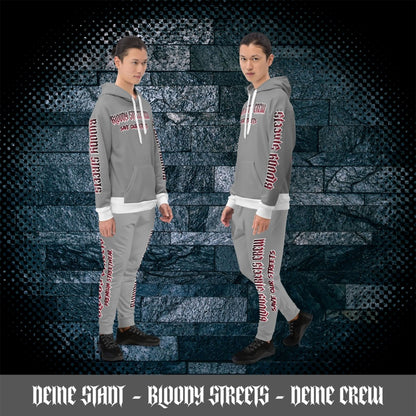 BLOODY STREETS Crew Member Streetwear Jogginganzug Gray - BLOODY - STREETS.DE Streetwear Herren und Damen Hoodies, T-Shirts, Pullis