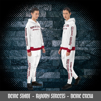 Bloody Streets Crew Member Streetwear Jogginganzug White - BLOODY - STREETS.DE Streetwear Herren und Damen Hoodies, T-Shirts, Pullis