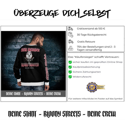 Bloody Streets Crew Member Streetwear Pullover Black - BLOODY - STREETS.DE Streetwear Herren und Damen Hoodies, T-Shirts, Pullis