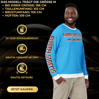 Bloody Streets Crew Member Streetwear Pullover Blue - BLOODY - STREETS.DE Streetwear Herren und Damen Hoodies, T-Shirts, Pullis