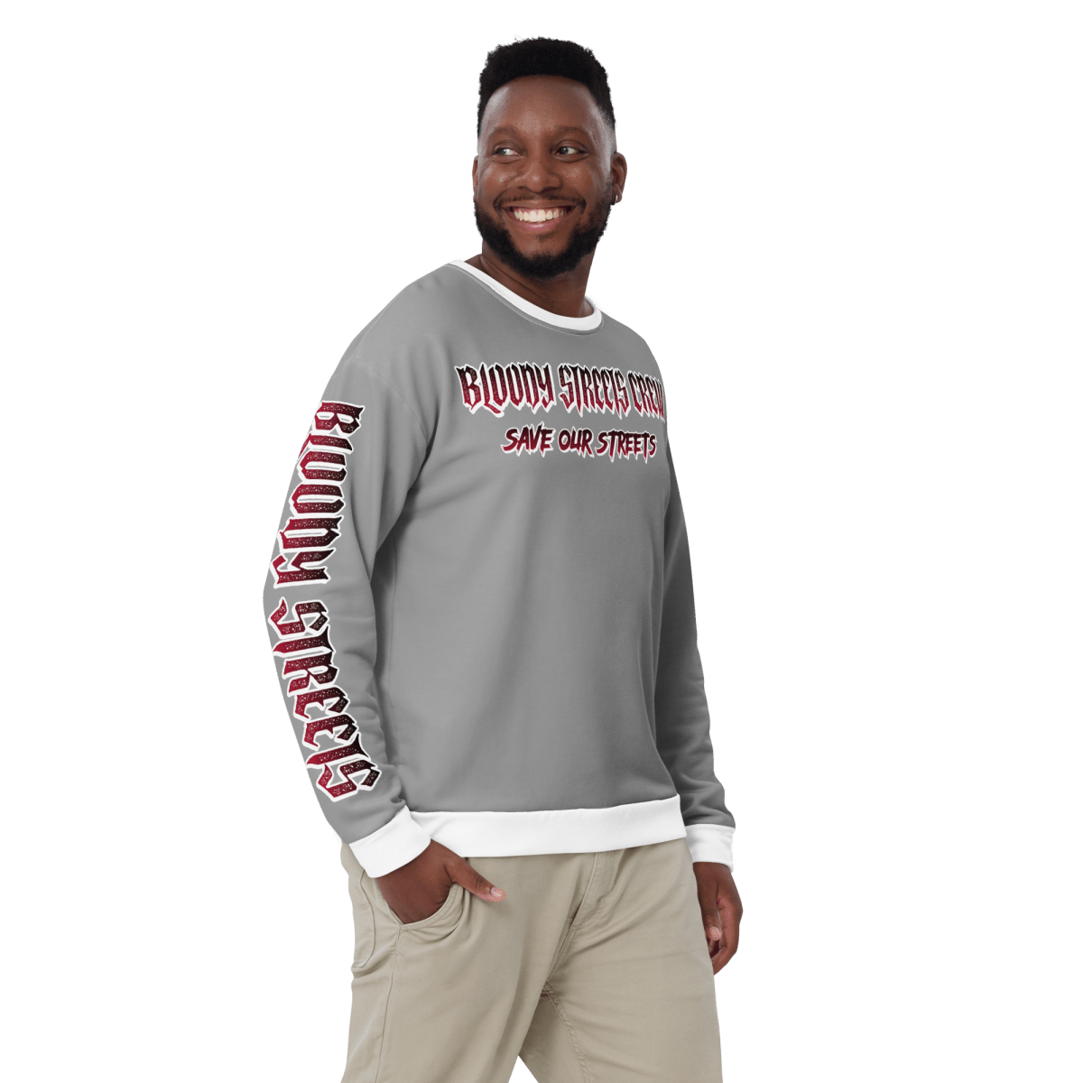 BLOODY STREETS Crew Member Streetwear Pullover Gray - BLOODY - STREETS.DE Streetwear Herren und Damen Hoodies, T-Shirts, Pullis