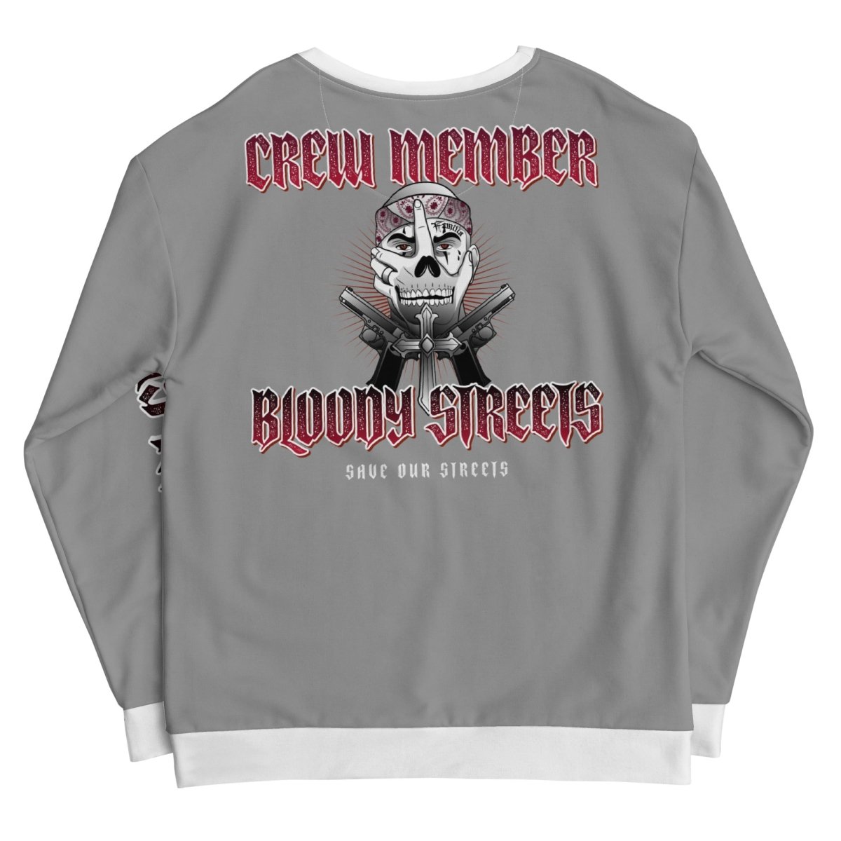 BLOODY STREETS Crew Member Streetwear Pullover Gray - BLOODY - STREETS.DE Streetwear Herren und Damen Hoodies, T-Shirts, Pullis