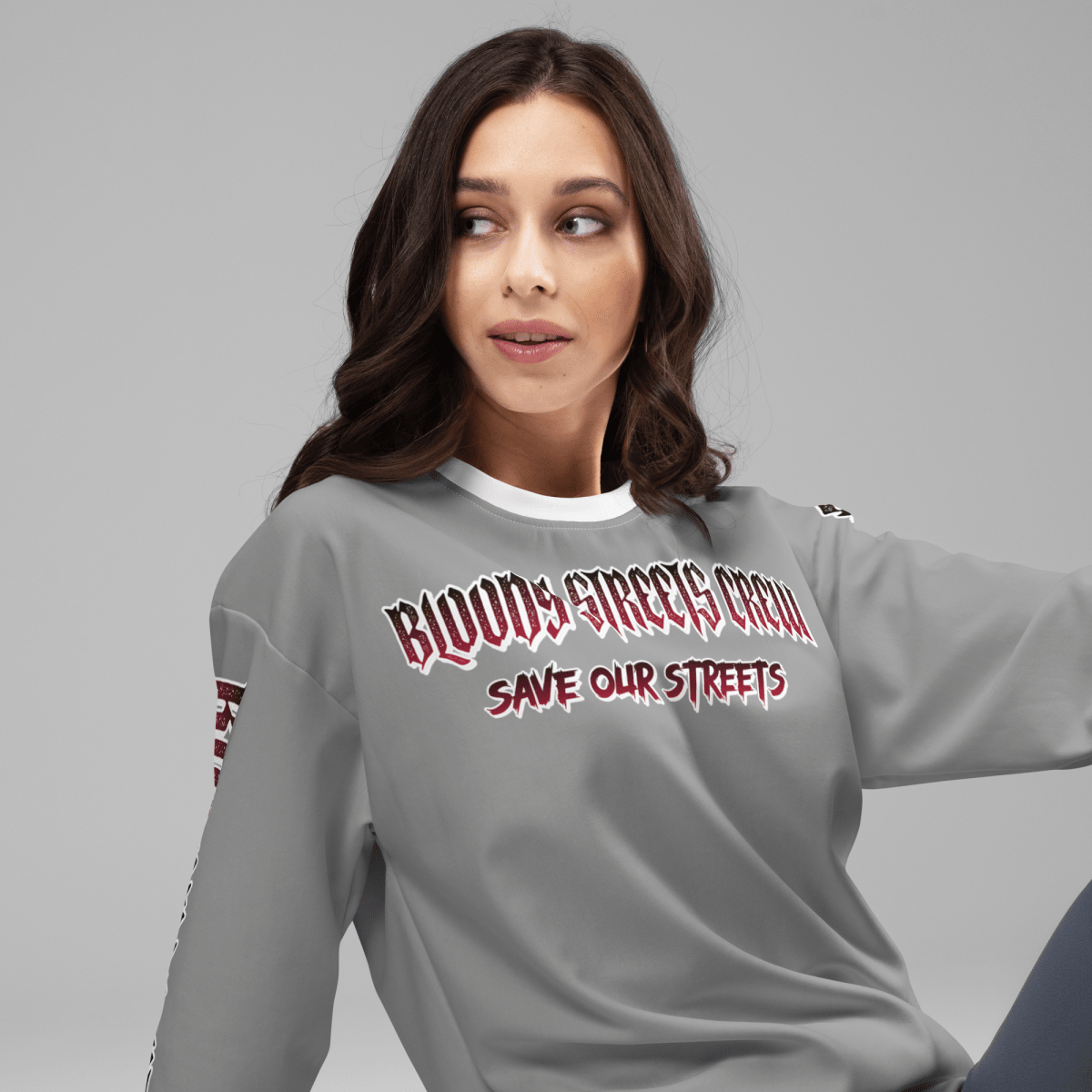 BLOODY STREETS Crew Member Streetwear Pullover Gray - BLOODY - STREETS.DE Streetwear Herren und Damen Hoodies, T-Shirts, Pullis