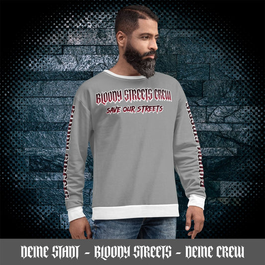 BLOODY STREETS Crew Member Streetwear Pullover Gray - BLOODY - STREETS.DE Streetwear Herren und Damen Hoodies, T-Shirts, Pullis