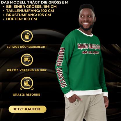 BLOODY STREETS Crew Member Streetwear Pullover Green - BLOODY - STREETS.DE Streetwear Herren und Damen Hoodies, T-Shirts, Pullis