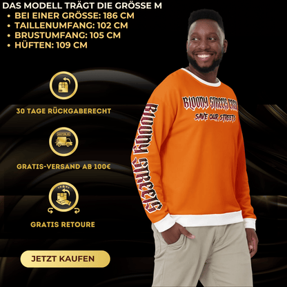 BLOODY STREETS Crew Member Streetwear Pullover Orange - BLOODY - STREETS.DE Streetwear Herren und Damen Hoodies, T-Shirts, Pullis