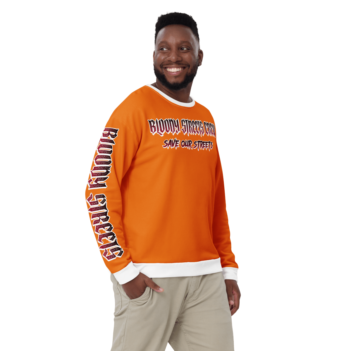 BLOODY STREETS Crew Member Streetwear Pullover Orange - BLOODY - STREETS.DE Streetwear Herren und Damen Hoodies, T-Shirts, Pullis
