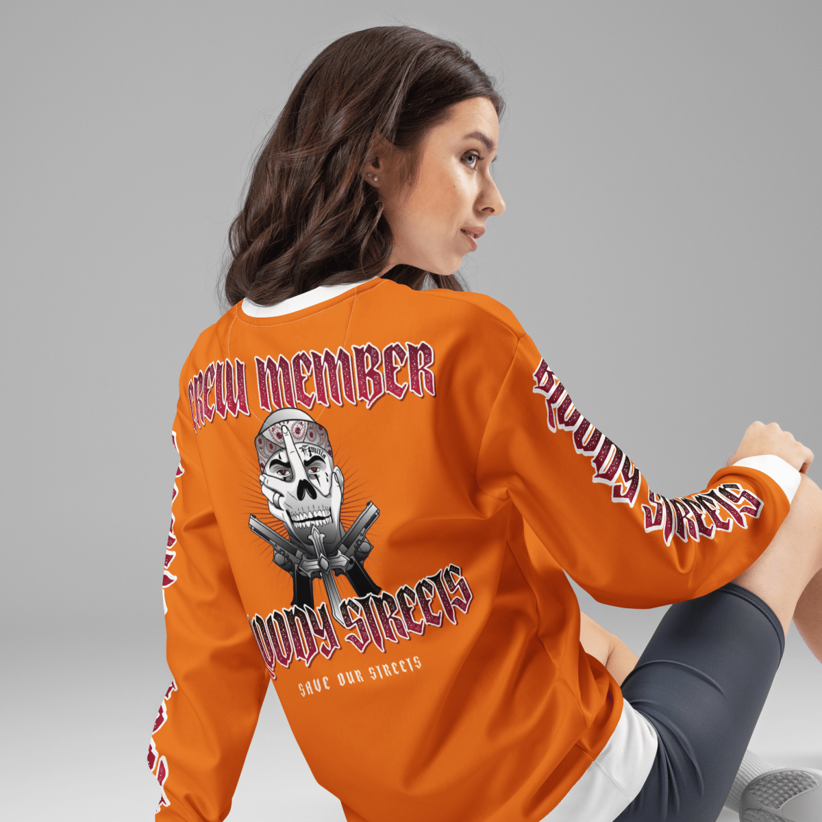BLOODY STREETS Crew Member Streetwear Pullover Orange - BLOODY - STREETS.DE Streetwear Herren und Damen Hoodies, T-Shirts, Pullis