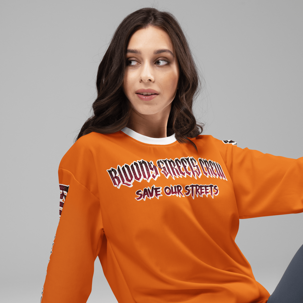BLOODY STREETS Crew Member Streetwear Pullover Orange - BLOODY - STREETS.DE Streetwear Herren und Damen Hoodies, T-Shirts, Pullis