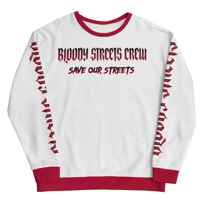 Bloody Streets Crew Member Streetwear Pullover White - BLOODY - STREETS.DE Streetwear Herren und Damen Hoodies, T-Shirts, Pullis