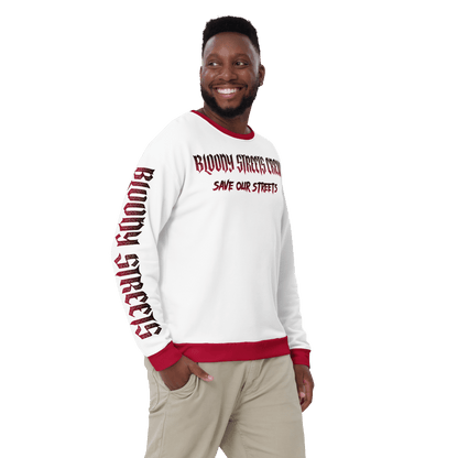 Bloody Streets Crew Member Streetwear Pullover White - BLOODY - STREETS.DE Streetwear Herren und Damen Hoodies, T-Shirts, Pullis