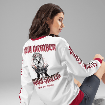 Bloody Streets Crew Member Streetwear Pullover White - BLOODY - STREETS.DE Streetwear Herren und Damen Hoodies, T-Shirts, Pullis
