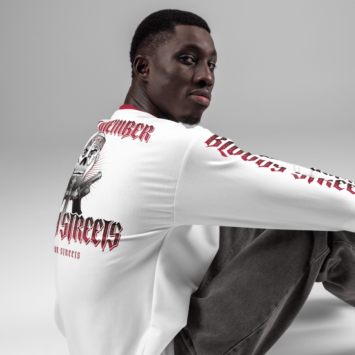 Bloody Streets Crew Member Streetwear Pullover White - BLOODY - STREETS.DE Streetwear Herren und Damen Hoodies, T-Shirts, Pullis