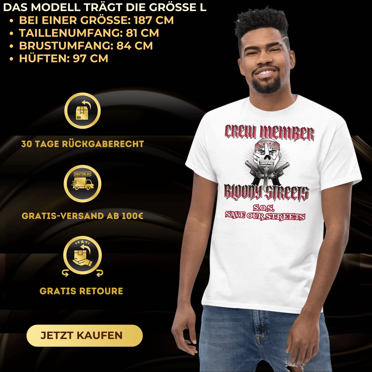 Bloody Streets Crew Member Streetwear T-Shirt - BLOODY - STREETS.DE Streetwear Herren und Damen Hoodies, T-Shirts, Pullis