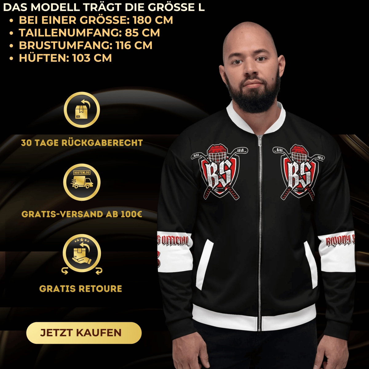 Bloody Streets Hockey Unisex Bomber Jacke - BLOODY - STREETS.DE Streetwear Herren und Damen Hoodies, T-Shirts, Pullis