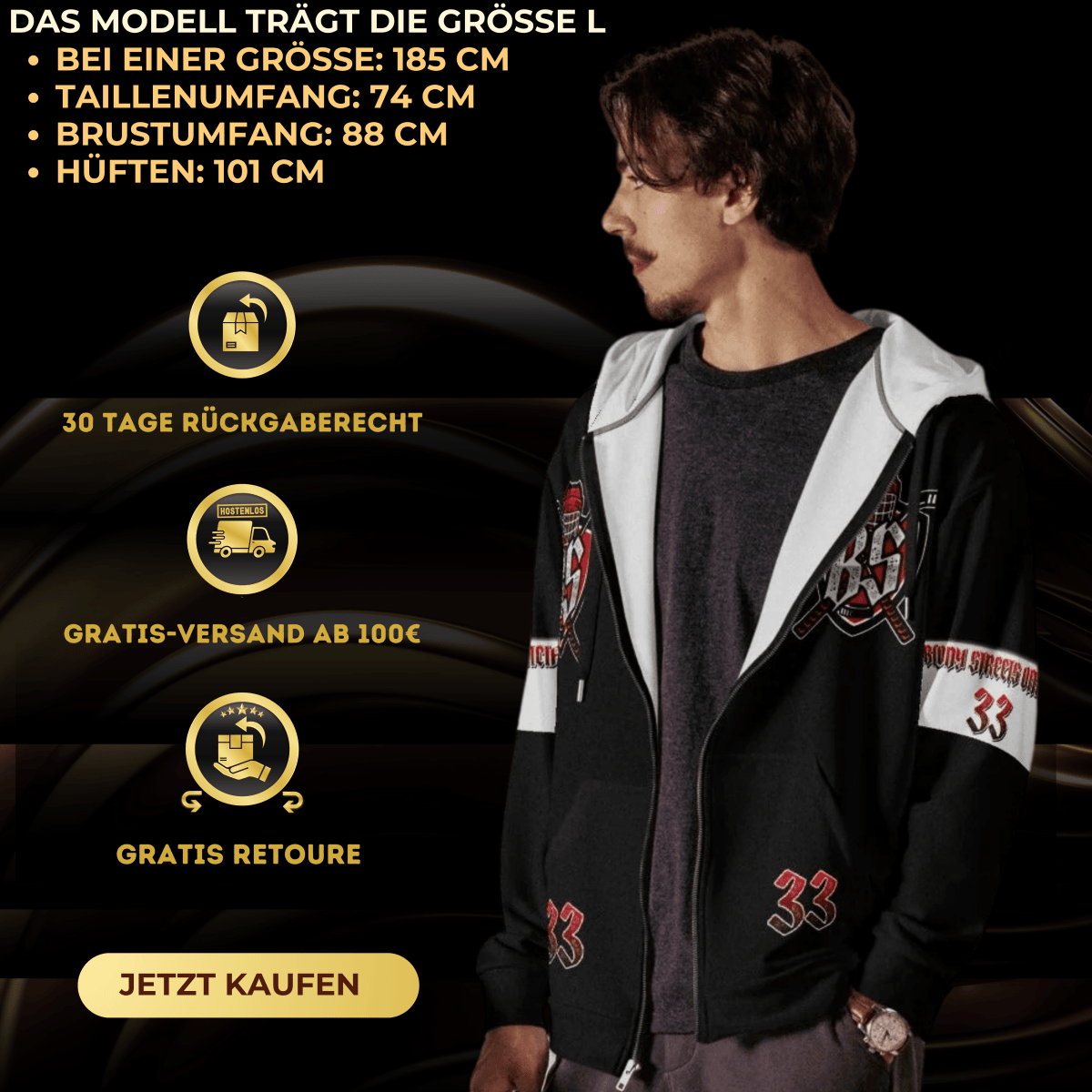 Bloody Streets Hockey Unisex Zip Hoodie - BLOODY - STREETS.DE Streetwear Herren und Damen Hoodies, T-Shirts, Pullis