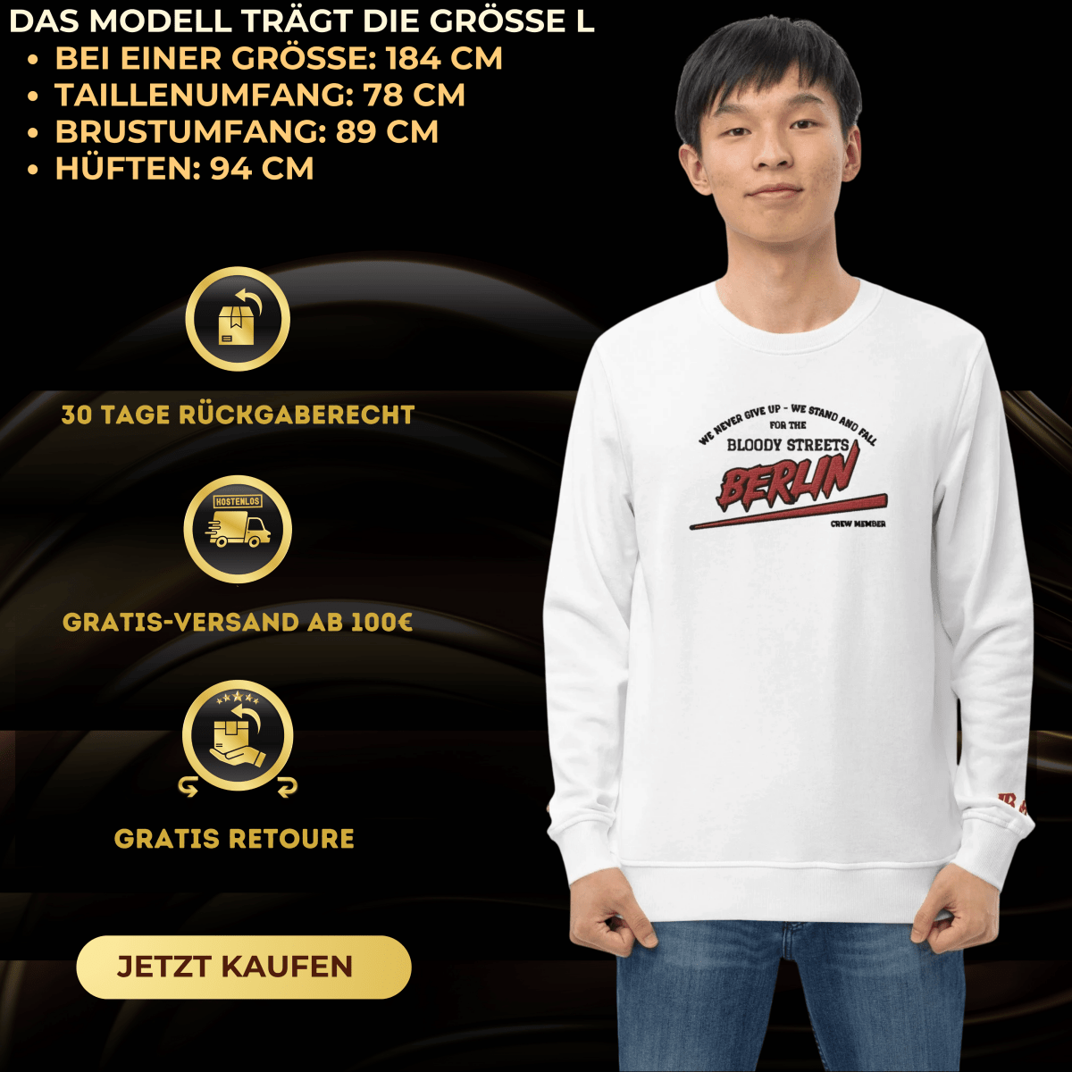 BS CITY Berlin Crew Member Red "Lady" Pullover - BLOODY - STREETS.DE Streetwear Herren und Damen Hoodies, T-Shirts, Pullis