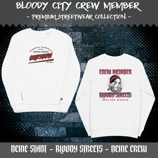 BS CITY Dresden Crew Member Premium Red "Lady" Pullover - BLOODY - STREETS.DE Streetwear Herren und Damen Hoodies, T-Shirts, Pullis