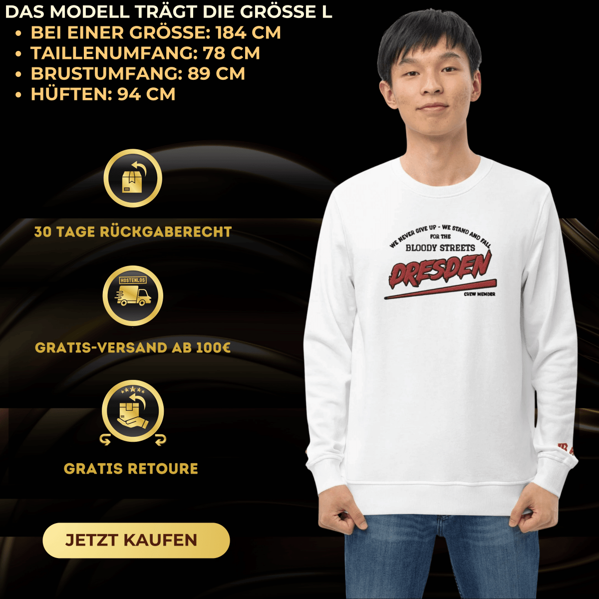 BS CITY Dresden Crew Member Red "G" Pullover - BLOODY - STREETS.DE Streetwear Herren und Damen Hoodies, T-Shirts, Pullis