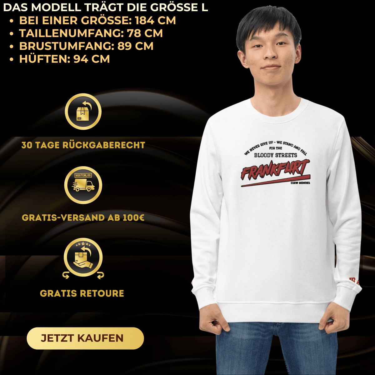 BS CITY Frankfurt Crew Member Red "G" Pullover - BLOODY - STREETS.DE Streetwear Herren und Damen Hoodies, T-Shirts, Pullis