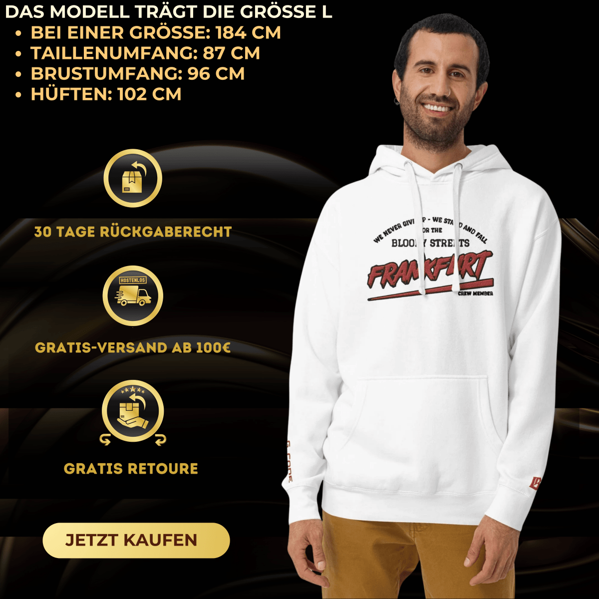 BS CITY Frankfurt Crew Member Red Lady Hoodie - BLOODY - STREETS.DE Streetwear Herren und Damen Hoodies, T-Shirts, Pullis