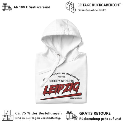 BS CITY Leipzig Crew Member Premium Red "G" Hoodie - BLOODY - STREETS.DE Streetwear Herren und Damen Hoodies, T-Shirts, Pullis