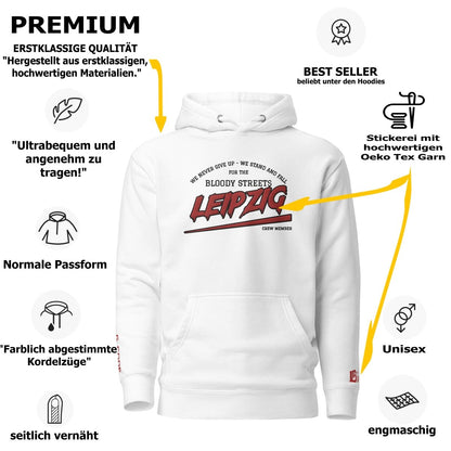 BS CITY Leipzig Crew Member Premium Red "G" Hoodie - BLOODY - STREETS.DE Streetwear Herren und Damen Hoodies, T-Shirts, Pullis