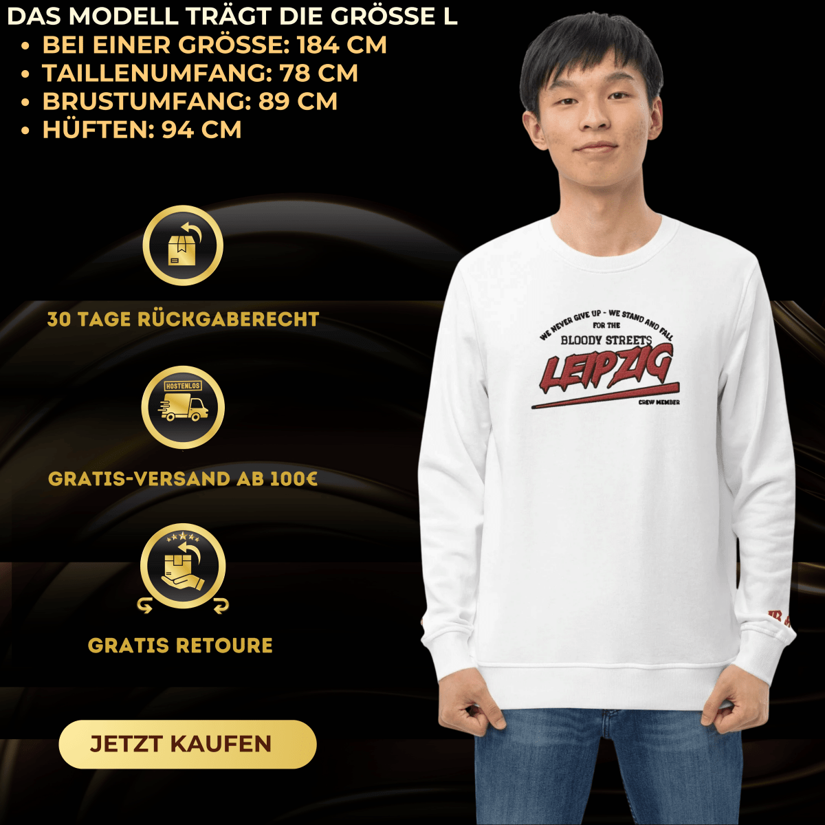 BS CITY Leipzig Crew Member Red "G" Pullover - BLOODY - STREETS.DE Streetwear Herren und Damen Hoodies, T-Shirts, Pullis