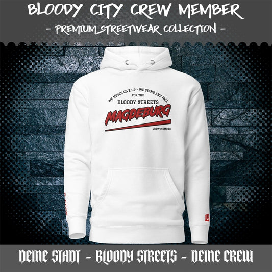 BS CITY Magdeburg Crew Member Premium Red Lady Hoodie - BLOODY - STREETS.DE Streetwear Herren und Damen Hoodies, T-Shirts, Pullis