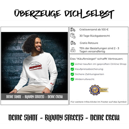 BS CITY Magdeburg Crew Member Premium Red "Lady" Pullover - BLOODY - STREETS.DE Streetwear Herren und Damen Hoodies, T-Shirts, Pullis