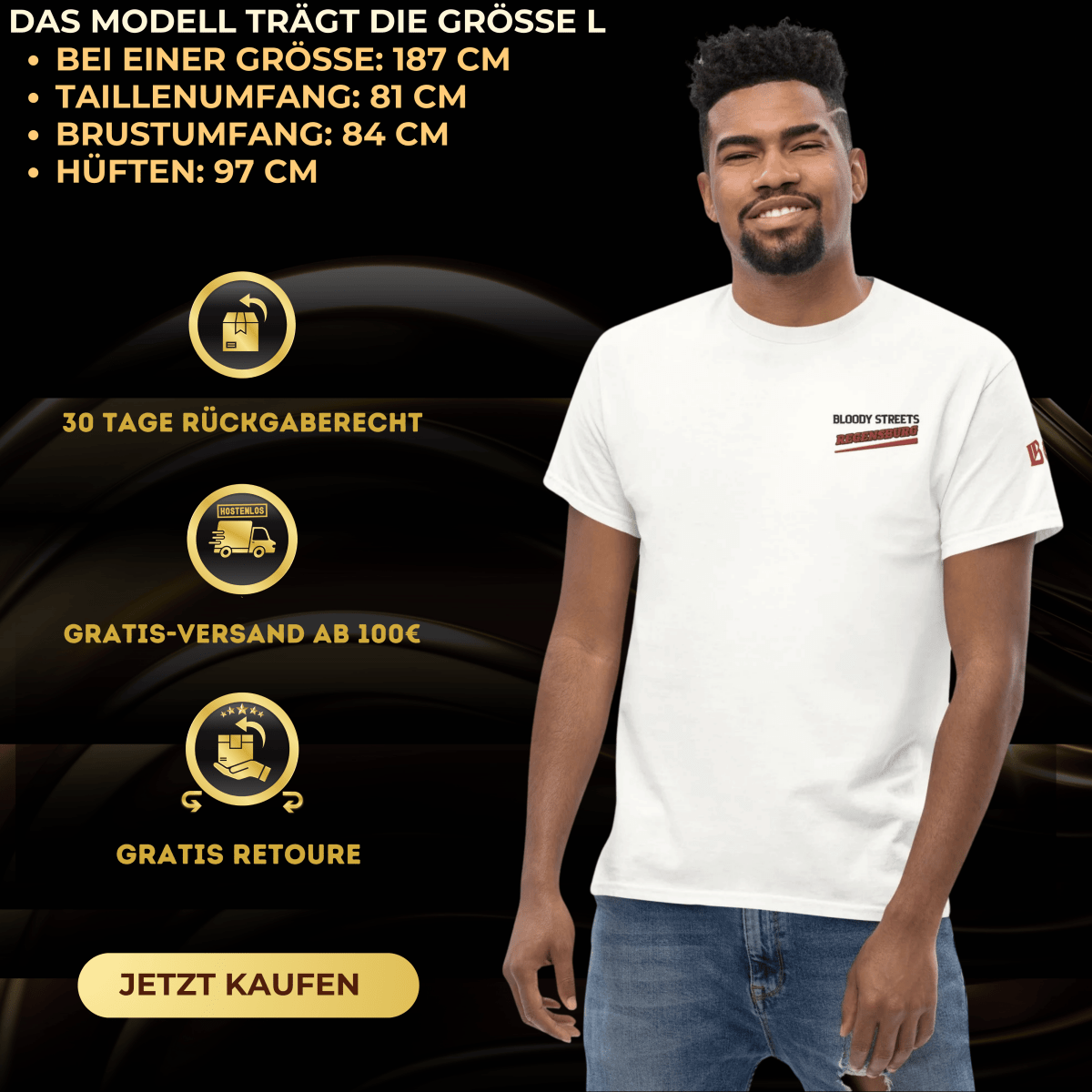 BS CITY Regensburg Crew Member Red "G" T-Shirt - BLOODY - STREETS.DE Streetwear Herren und Damen Hoodies, T-Shirts, Pullis