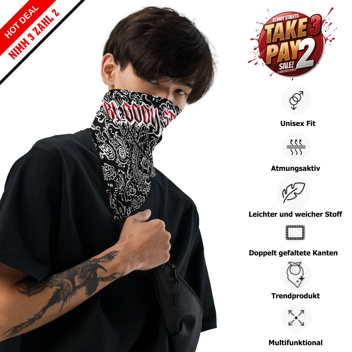 Classic Bandana Black Bloody Streets Crew - BLOODY - STREETS.DE Streetwear Herren und Damen Hoodies, T-Shirts, Pullis