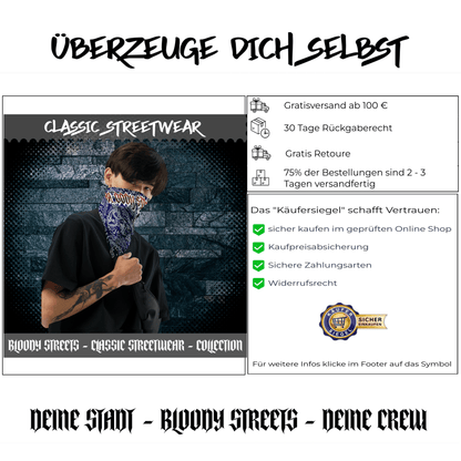 Classic Bandana Blue Bloody Streets - BLOODY - STREETS.DE Streetwear Herren und Damen Hoodies, T-Shirts, Pullis