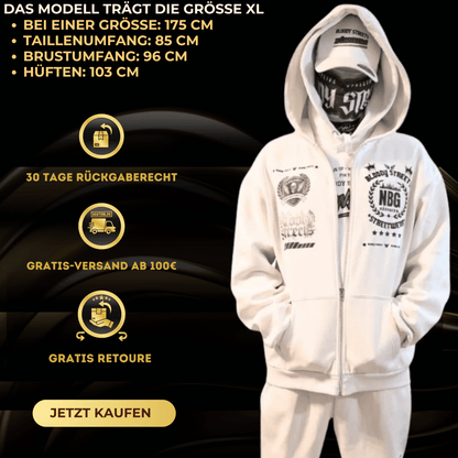 Herren Oversize Zipper Hoodie "CLOSE TO HELL" HOODIE beige - BLOODY - STREETS.DE Streetwear Herren und Damen Hoodies, T-Shirts, Pullis