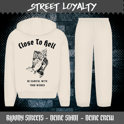 Herren Oversize Zipper Hoodie Dead Skull Jogginganzug beige - BLOODY - STREETS.DE Streetwear Herren und Damen Hoodies, T-Shirts, Pullis