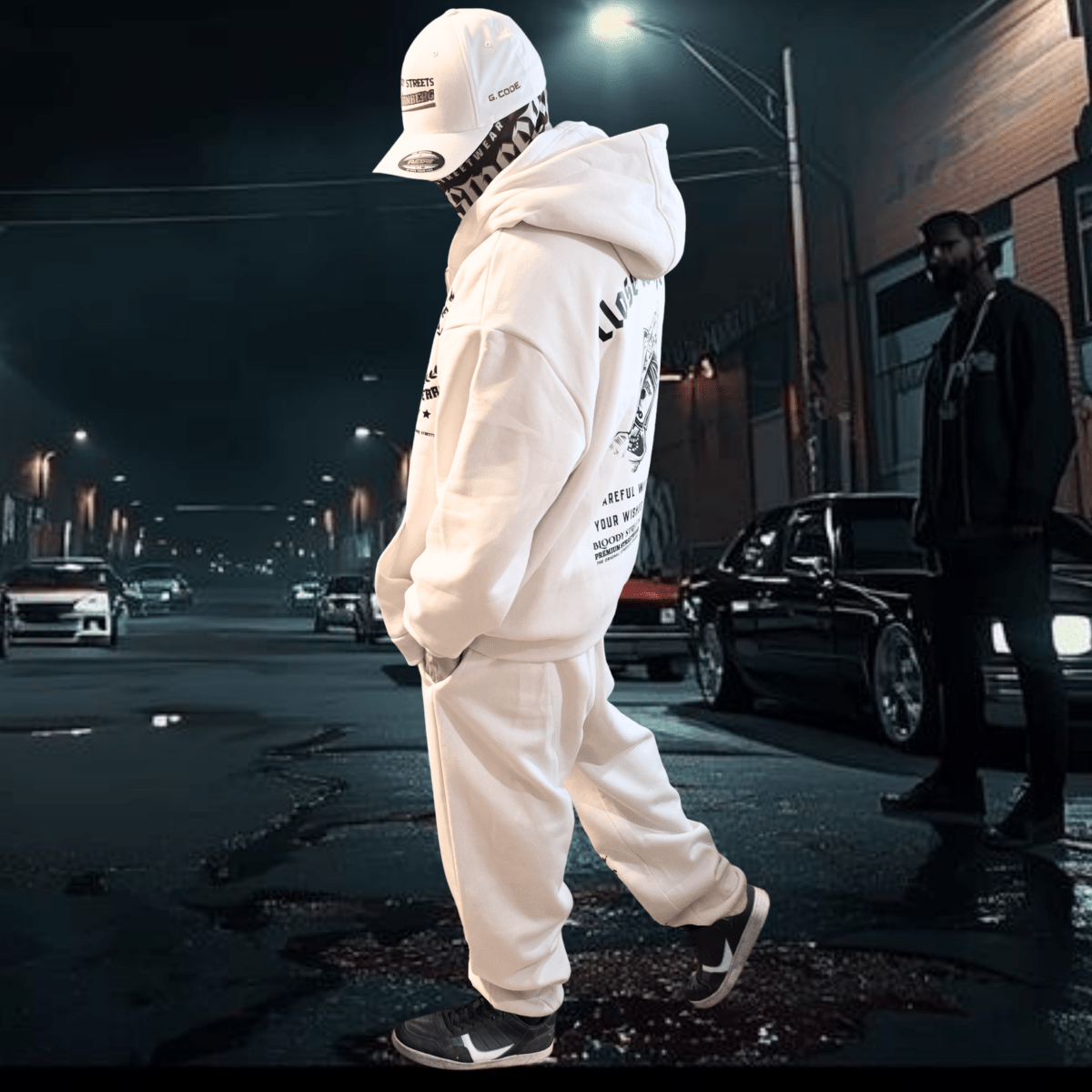 Herren Oversize Zipper Hoodie Dead Skull Jogginganzug beige - BLOODY - STREETS.DE Streetwear Herren und Damen Hoodies, T-Shirts, Pullis