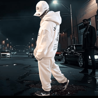 Herren Oversize Zipper Hoodie Dead Skull Jogginganzug beige - BLOODY - STREETS.DE Streetwear Herren und Damen Hoodies, T-Shirts, Pullis