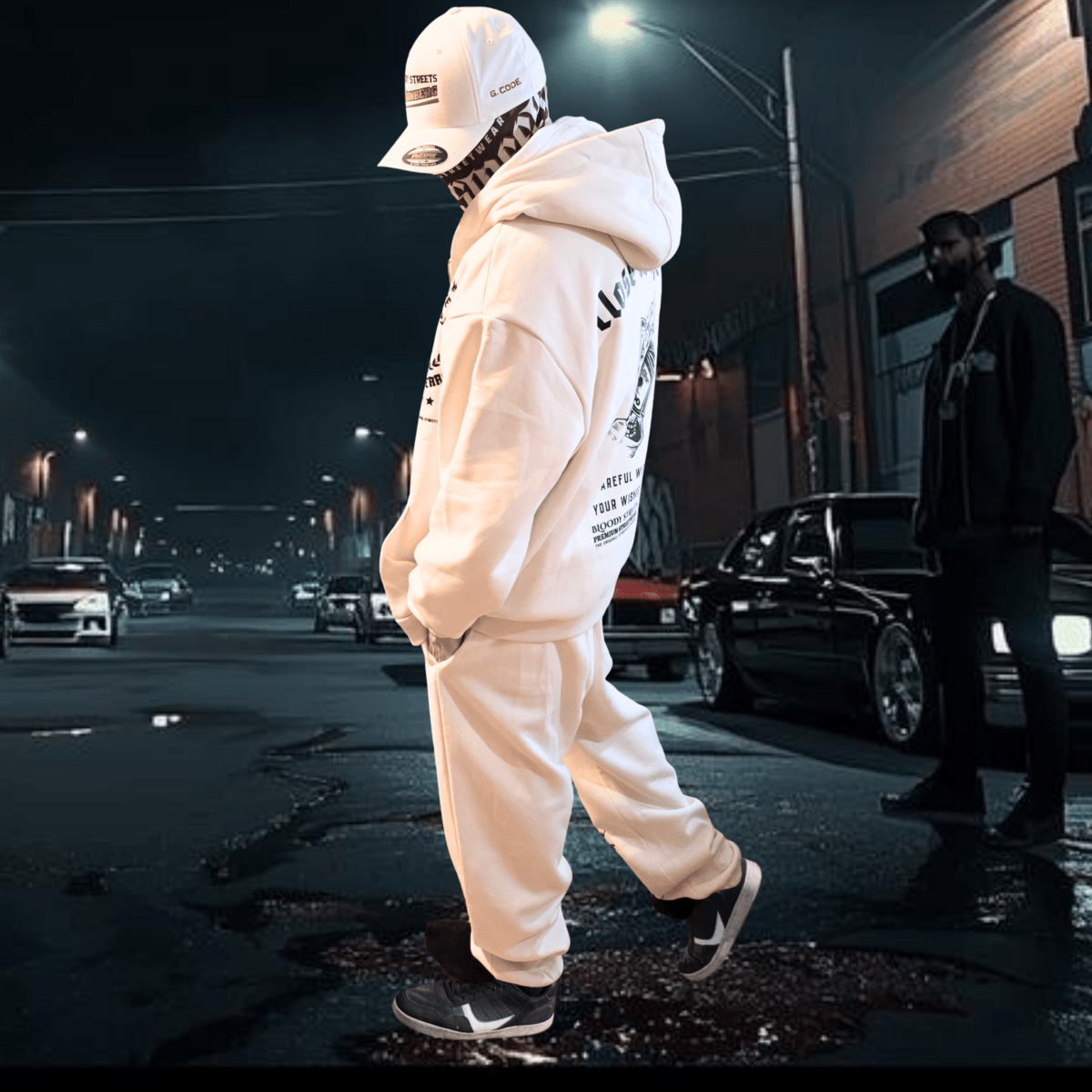 Herren Oversize Zipper Hoodie Dead Skull Jogginganzug beige - BLOODY - STREETS.DE Streetwear Herren und Damen Hoodies, T-Shirts, Pullis