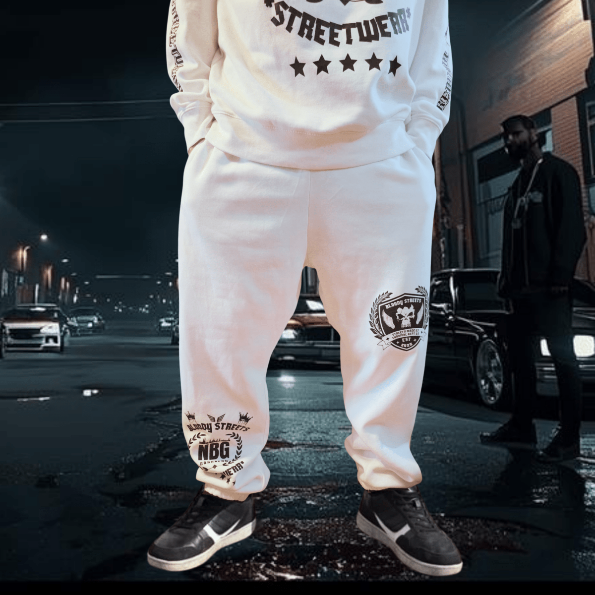 Herren Oversize Zipper Hoodie Dead Skull Jogginganzug beige - BLOODY - STREETS.DE Streetwear Herren und Damen Hoodies, T-Shirts, Pullis